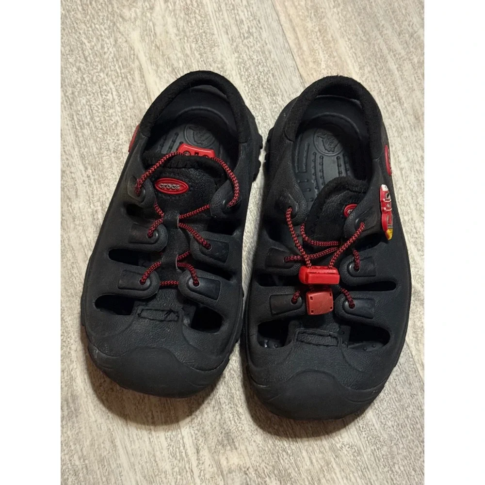 Kids Crocs Black Water Shoes Sandals Clog Hook and‎ Loop Size 10C 11C